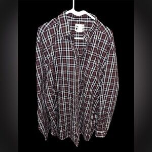 Wrangler Men's Plaid Shirt - Maroon and White Size XXL